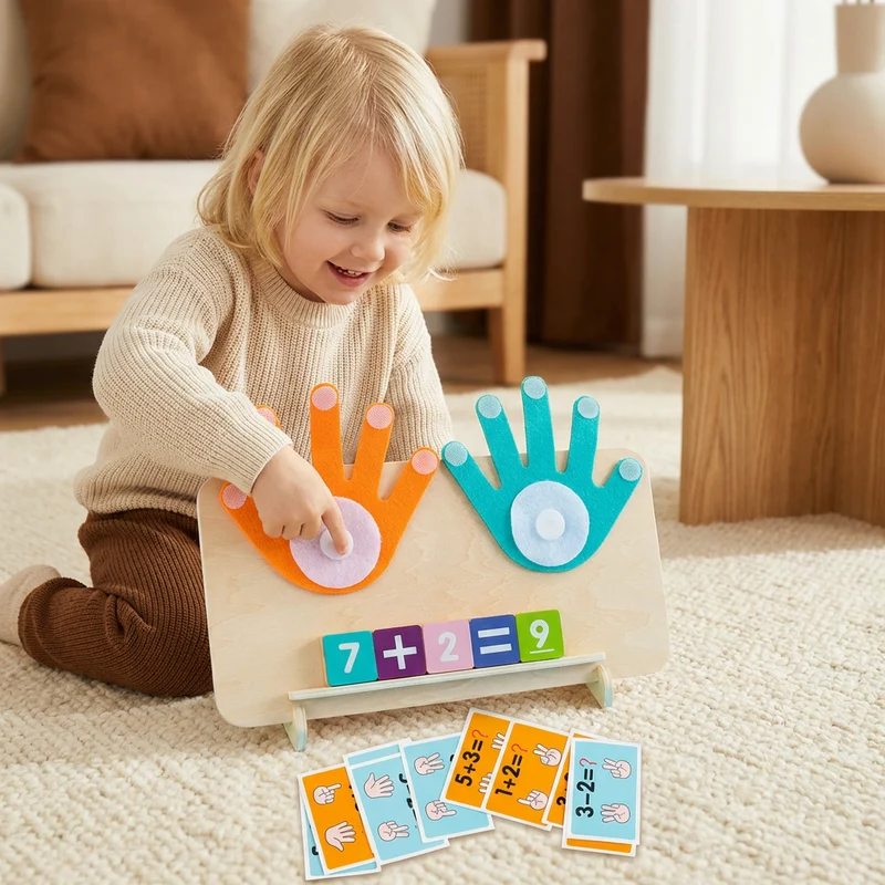 Montessori Sifferlärande Lektoy – Trä Fingerräkningsbräda för Barn