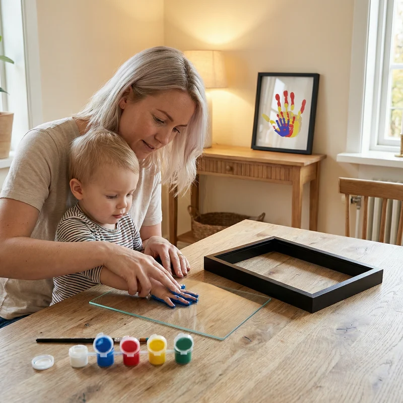 DIY Handavtrycksram i Trä – Familjepåminnelseset med Färger