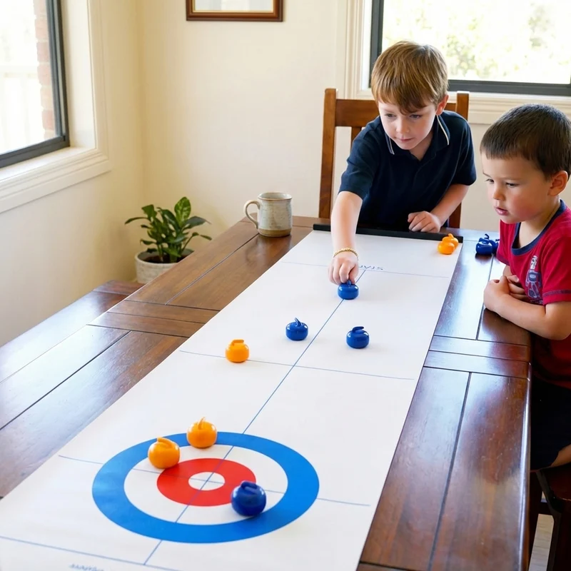 Bärbart bordscurlingspel – tävlingsset för 2 spelare