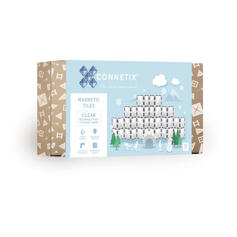Connetix Rectangle Pack, Magnetiskt byggset med 12 delar – Clear