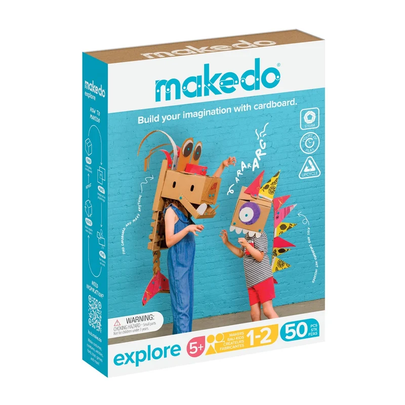 Makedo Byggsats Explore V2 – Verktyg för kartongbygge (50 delar)