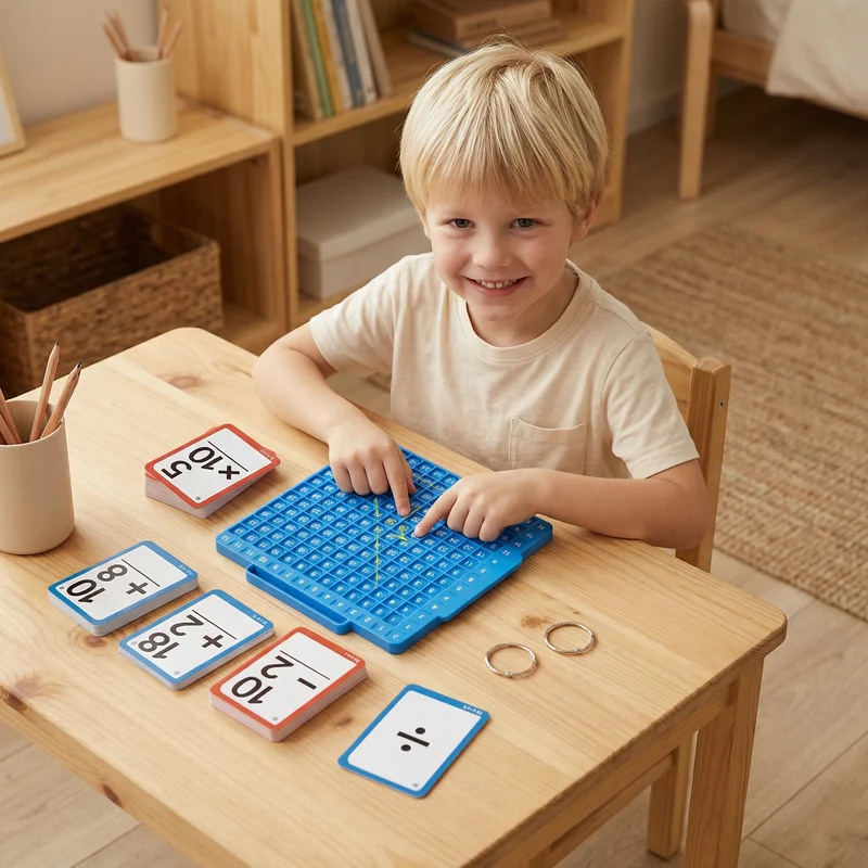 Matematiska lärkort med räknebräda – Addition, subtraktion, multiplikation och division