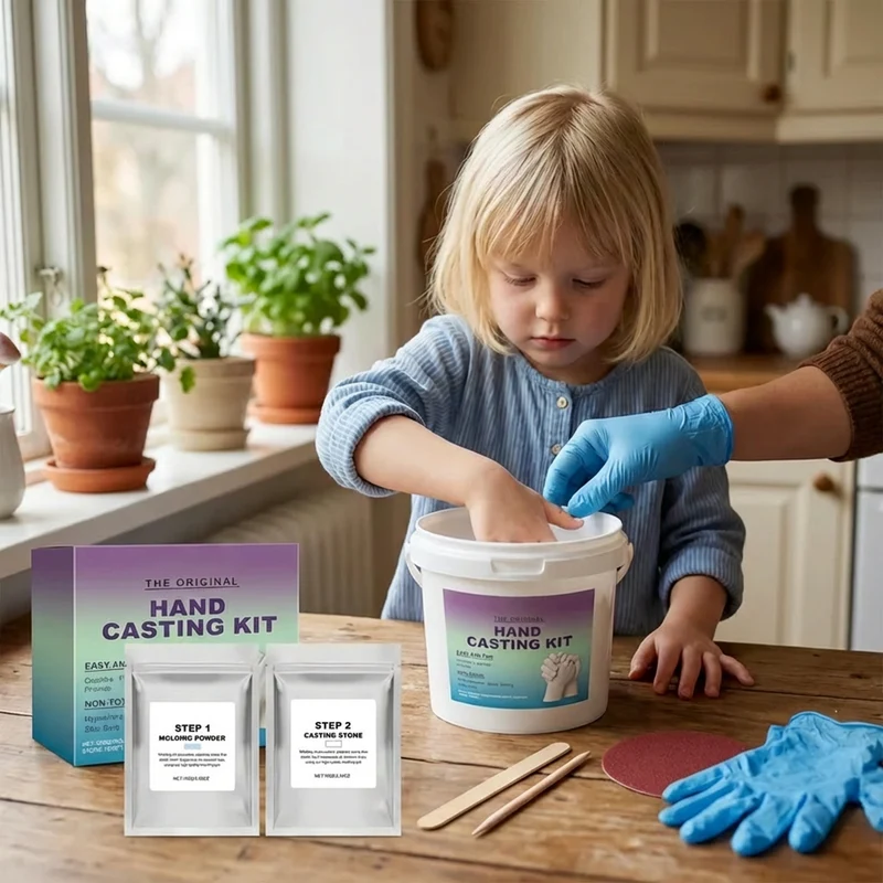 Handavtrycksset för familjer & par – 3D minnesset i gips