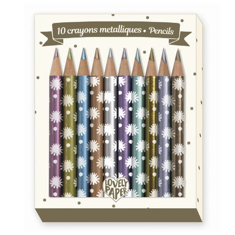 Djeco Lovely paper, minifärgpennor, 10 st – metallic