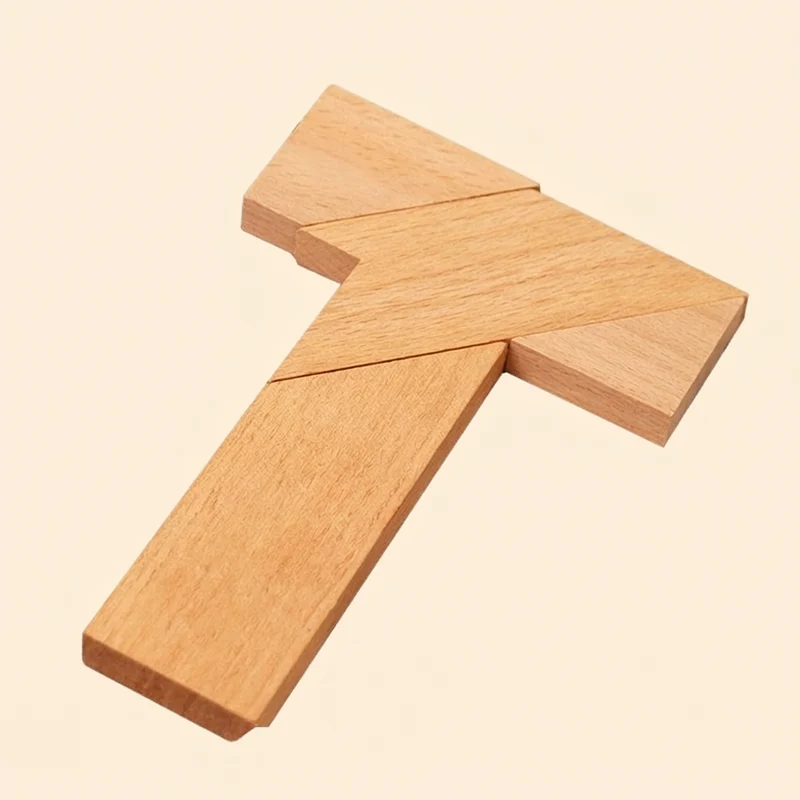 Trä-tangrampussel – Montessori geometriskt lärspel för barn
