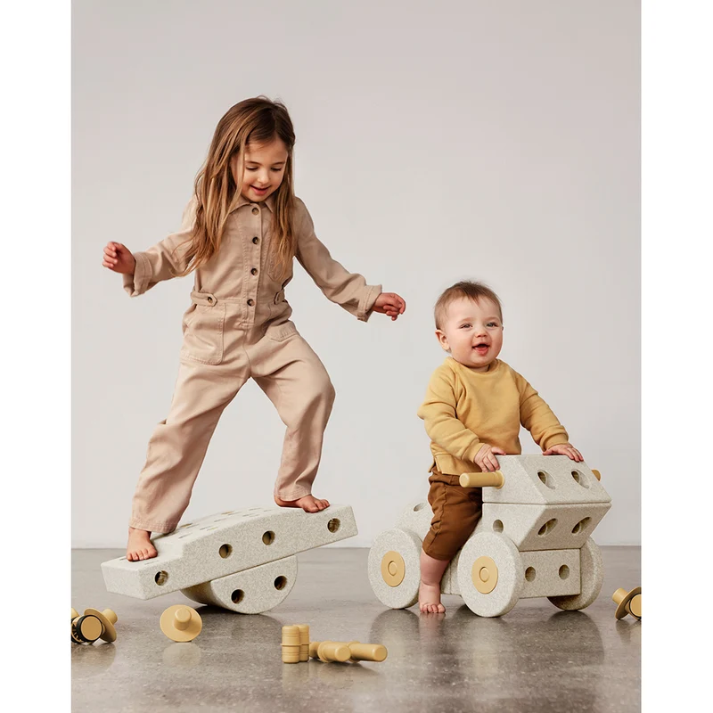 Modu byggleksak i skum, Dreamer set, 34 delar - Sand Grey / Honey Yellow
