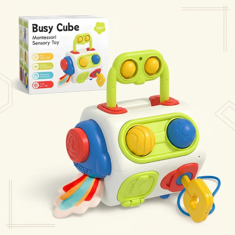BusyCube – Smart & lekfull – Montessori Fidget Kubus 10-i-1