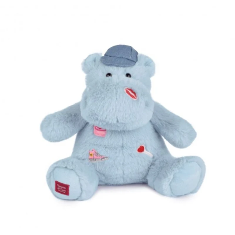 Doudou et Compagnie Flodhest gosedjur, blå med broderade applikationer – 20 cm