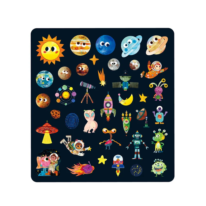 mierEdu - Jelly Stickers 38 st – Flyttbara – Astronaut