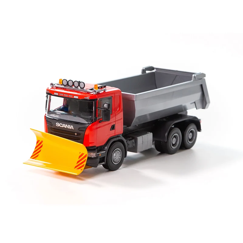 Emek Tippbil med plog Scania Röd 1:25
