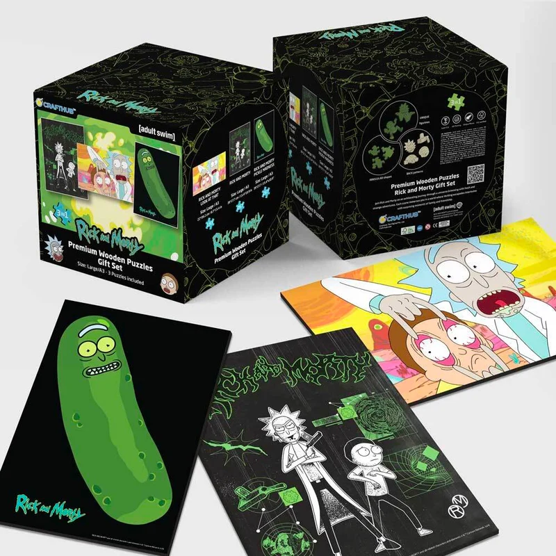 3-Pack RICK AND MORTY™ - Presentset med träpussel
