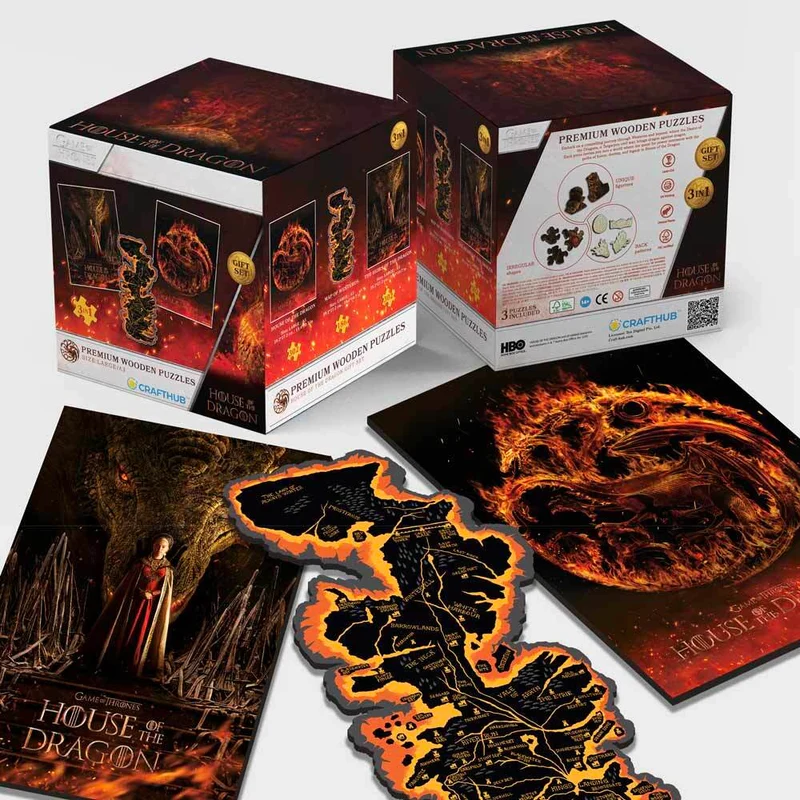 3-Pack HOUSE OF THE DRAGON™ - Presentset med träpussel + 150 kr extra rabatt