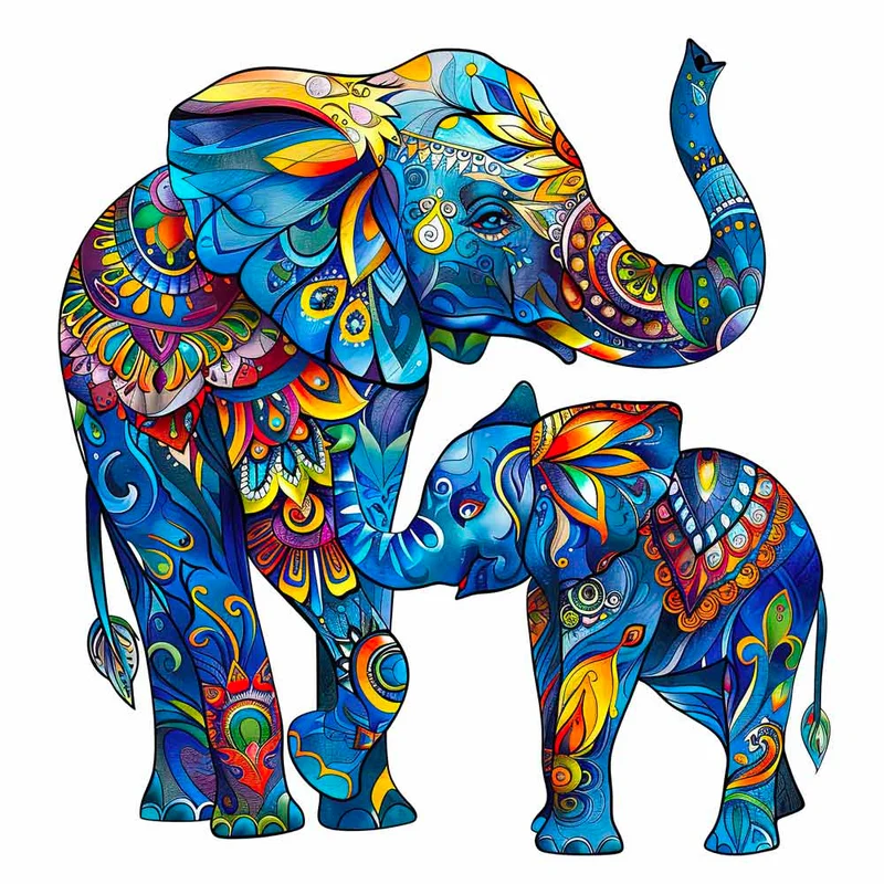 Elefant Familjen - Jigsaw Puzzle