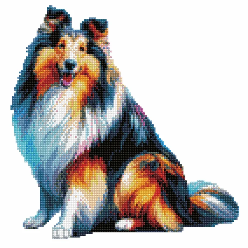 Långhårig colliehund - Diamond Painting Kit