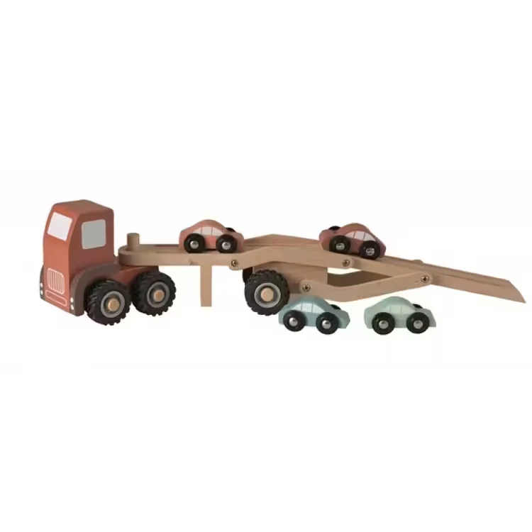 Biltransport i FSC-trä med 4 bilar – 27 cm, från 18 månader