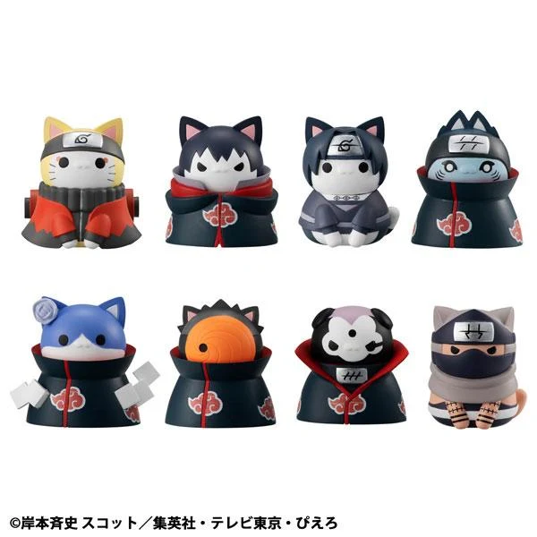 MegaHouse Mega Cat Project Naruto Shippuden Nyanruto! Akatsuki vs. Hidden Leaf – Komplett box med 8