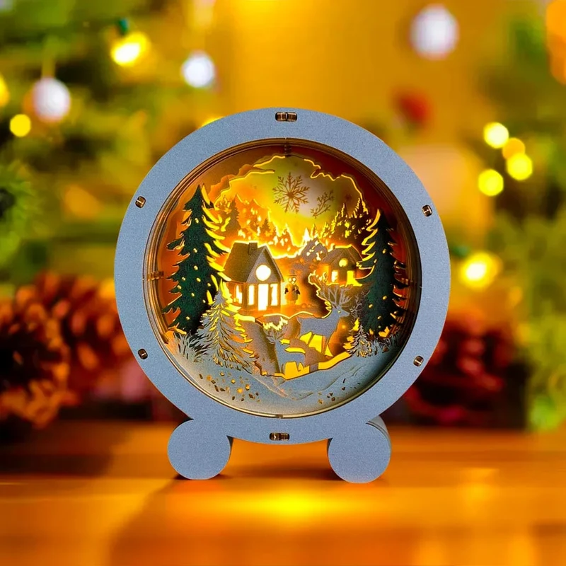 Snöig jul - Nattlampapussel i 3D