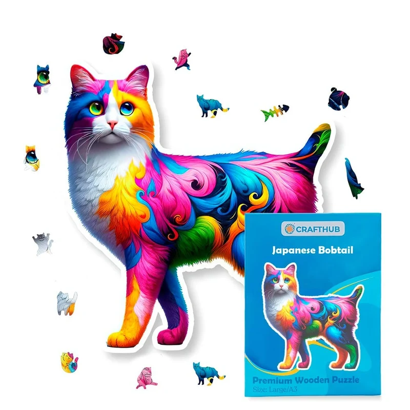 Japansk bobtail katt - pussel