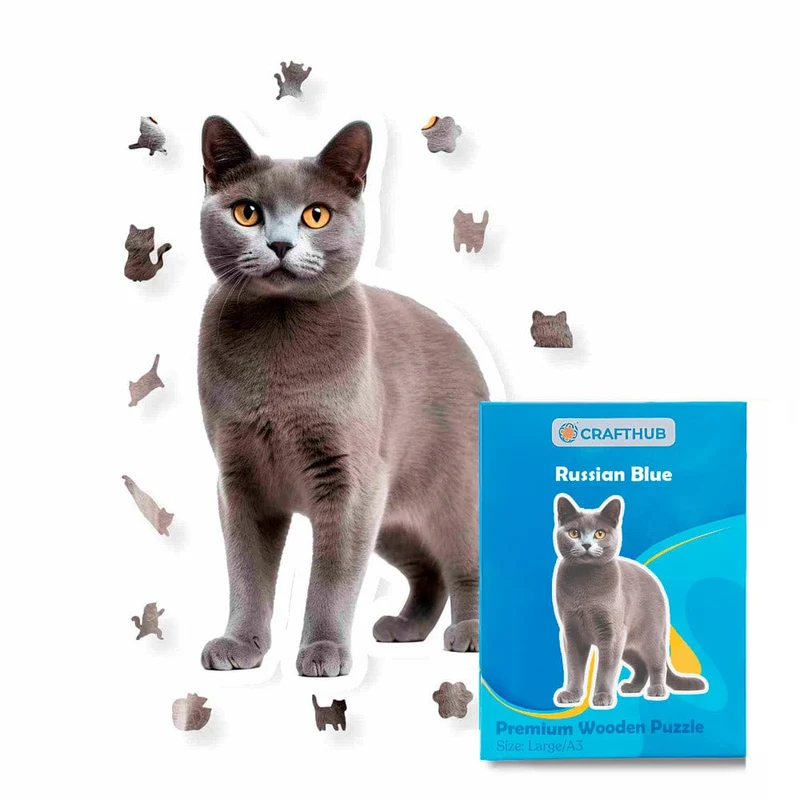 Russia blue katt - pussel