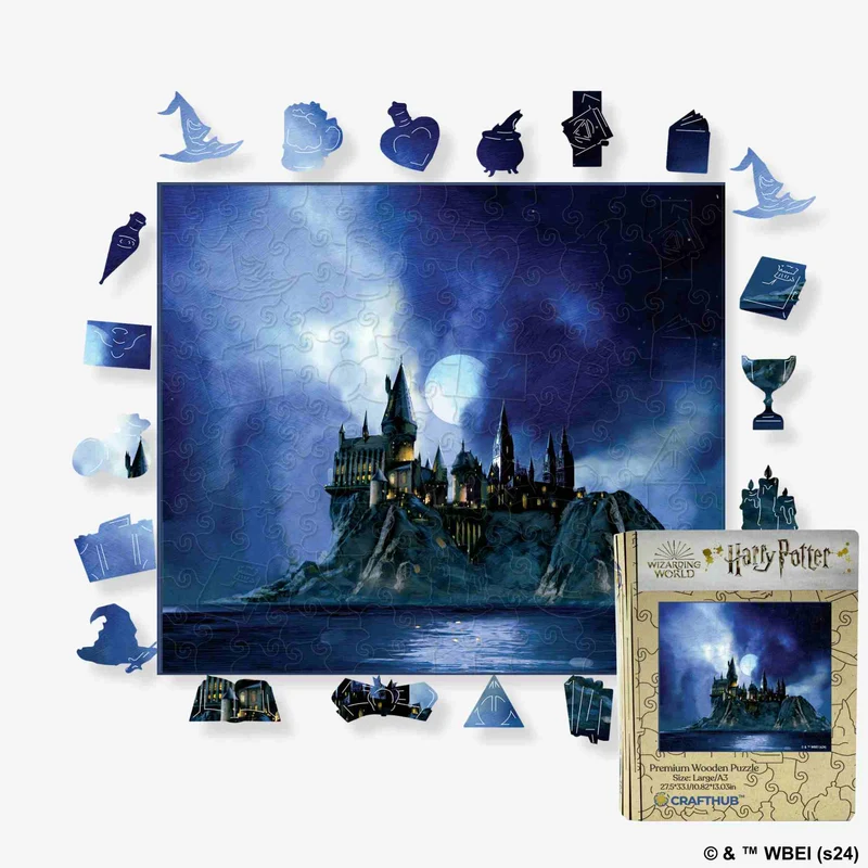 Harry Potter - stjärnklart Hogwarts slott träpussel
