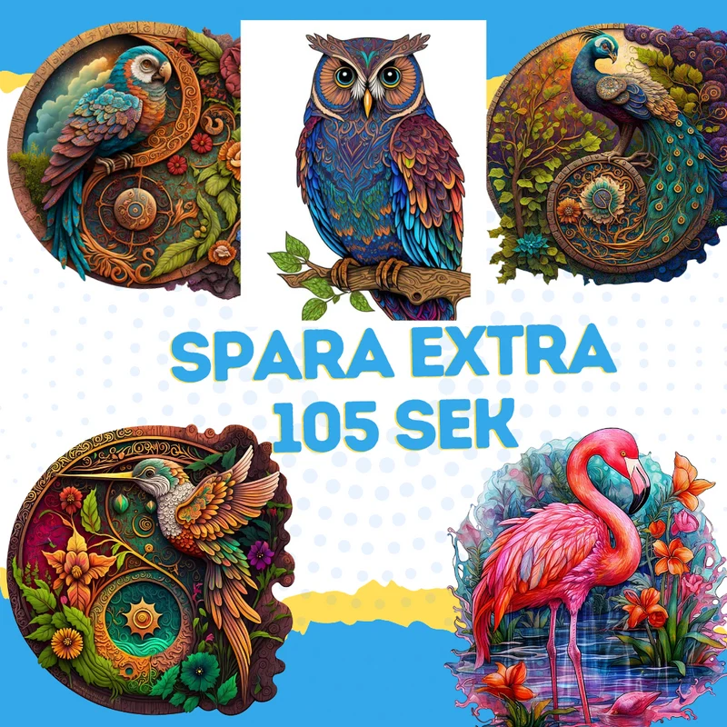 Topp 5 fåglar träpussel (upp till 210 SEK rabatt + gratis frakt)