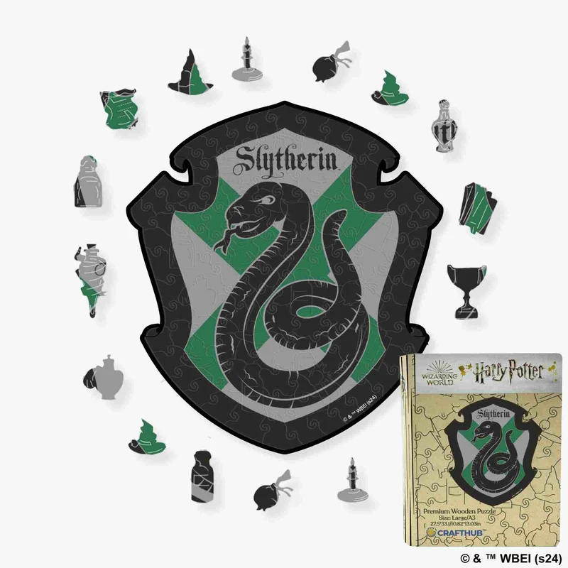 Harry Potter - Slytherin Vapensköld - House Prides träpussel