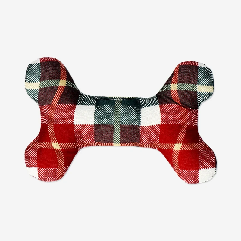 Pet toy - Plush checkered bone