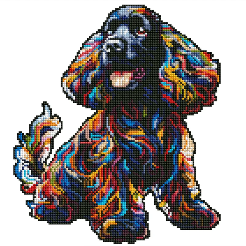 Svart cocker spanielhund - Diamond Painting Kit