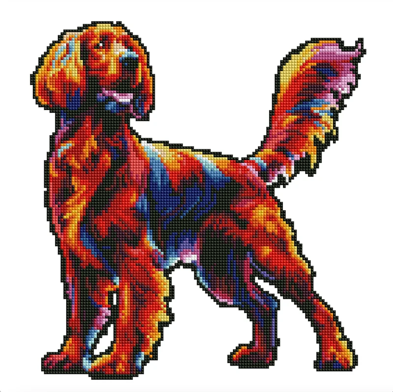 Röd setter / irländsk setterhund - Diamond Painting Kit
