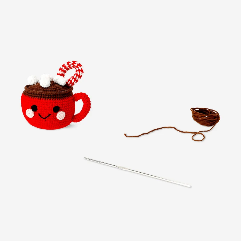 DIY crochet mug with hot chocolate