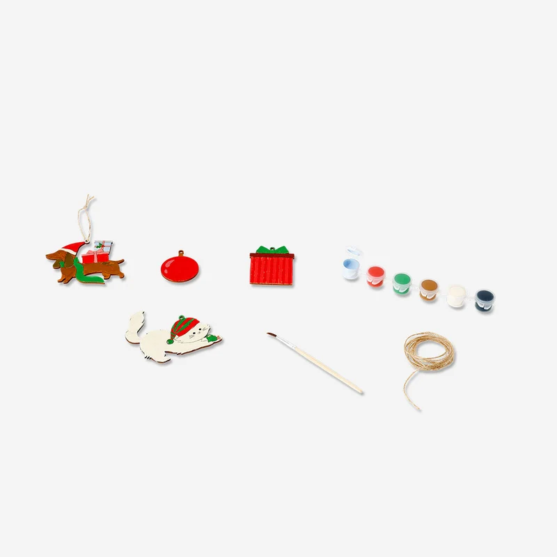DIY wooden Christmas ornaments - 4 pcs