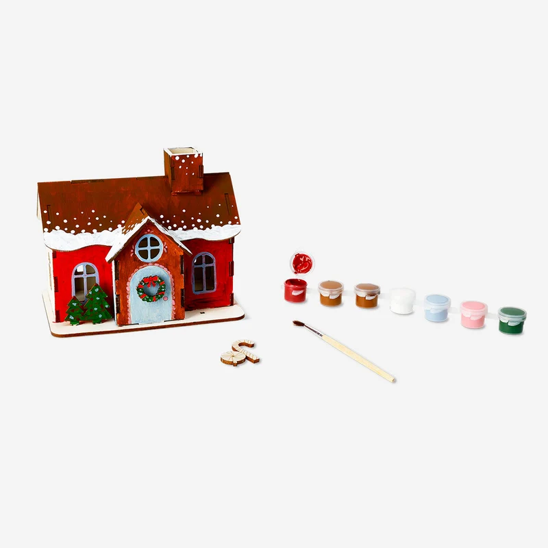 DIY wooden gingerbread house