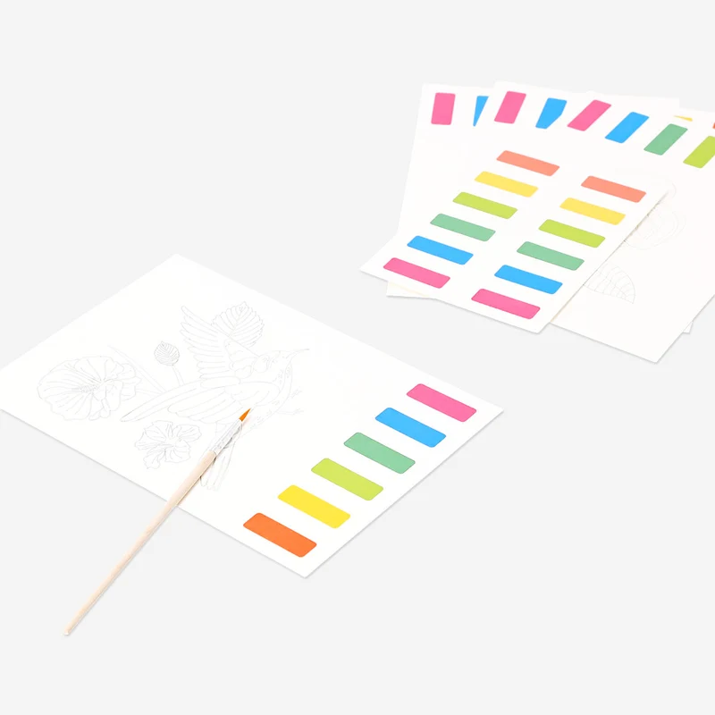 Embossed watercolouring sheets with paint