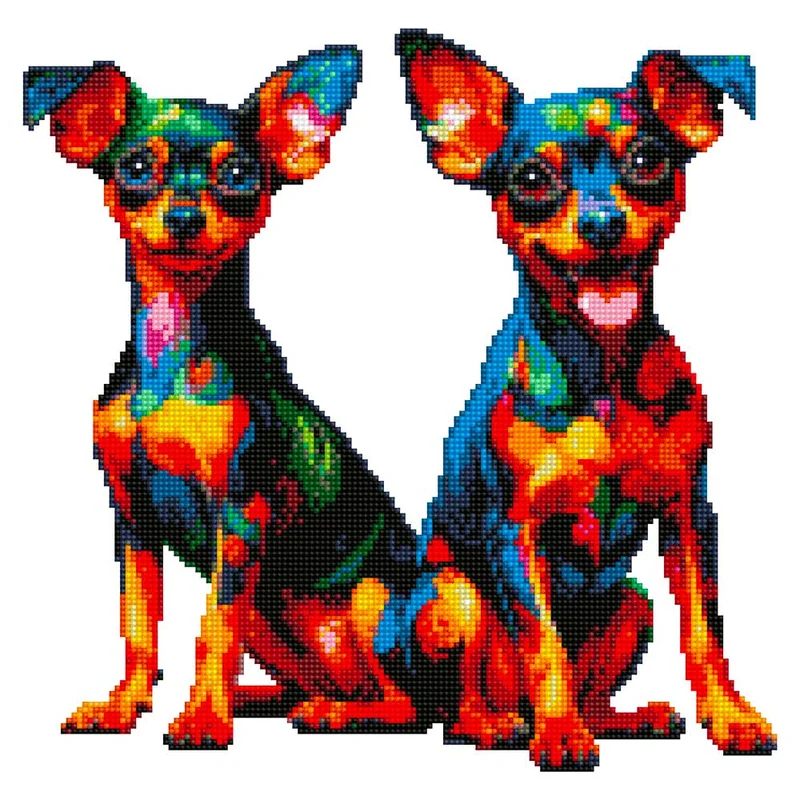Dvärgpinscher tvillingar- Diamond Painting Kit