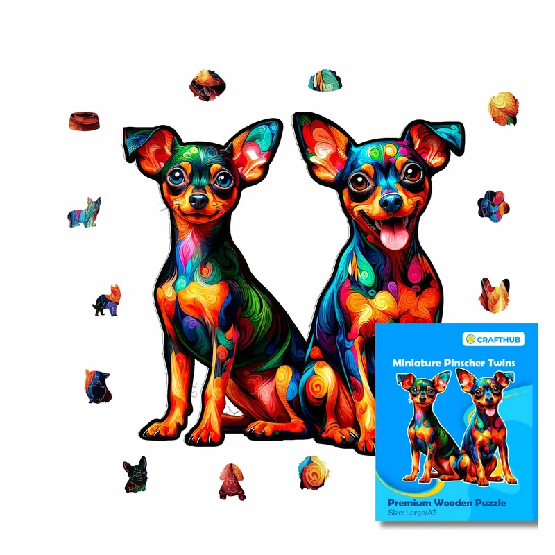Tvilling miniatyr pinscher hund - pussel