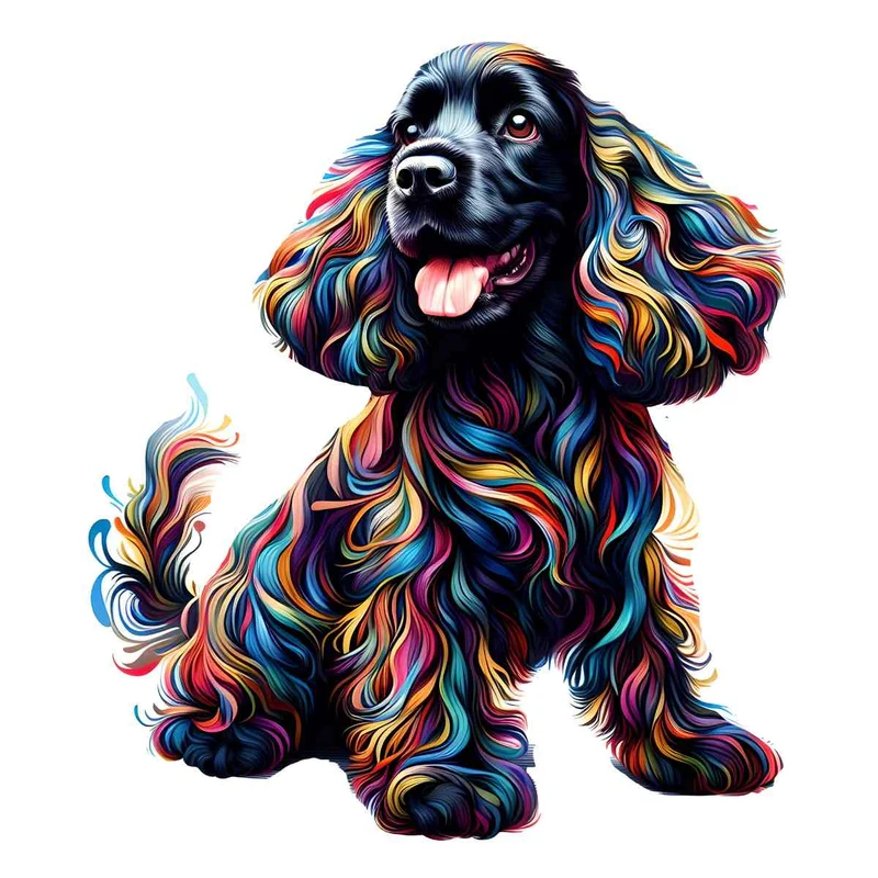 Svart Cocker Spaniel Hund - Pussel