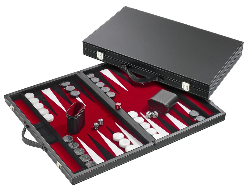 Backgammon Medium - Red imitation leather (1730)