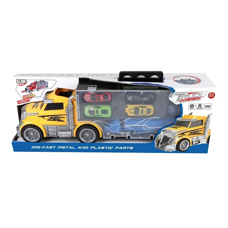 Suntoy Lastbil i metall (50cm) med 7st bilar