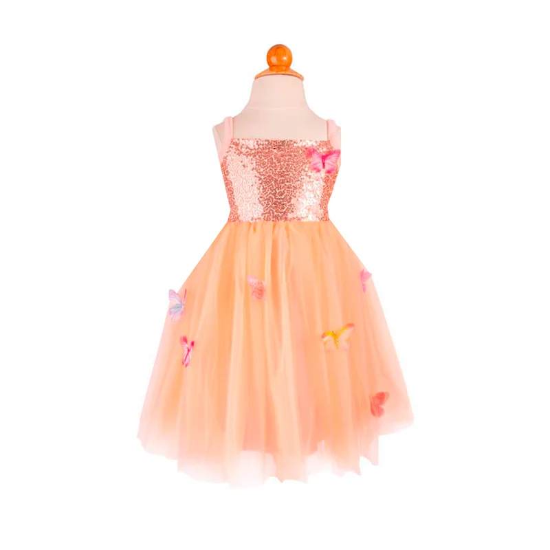 Great Pretenders utklädningskläder, Fjärilsklänning, Peach - strl. 2-6 år