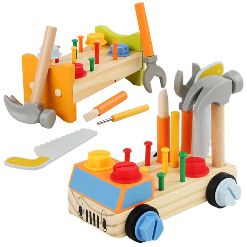 Woods™ - Vänd och lär - Montessori Bil-skruvtavla