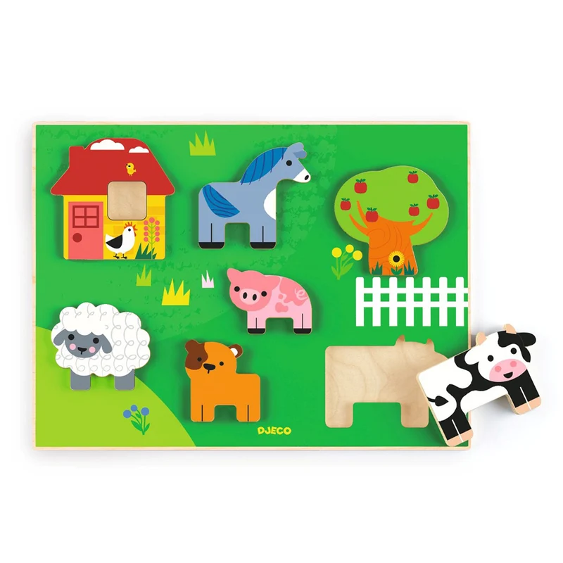 Djeco träpussel i trä, Farm story – 7 bitar