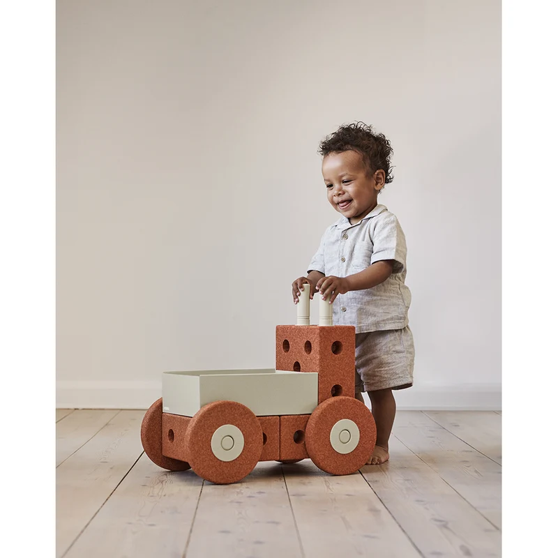Modu 3-i-1 gåvagn, aktivitetsleksak i skum – Burnt orange/ Dusty green