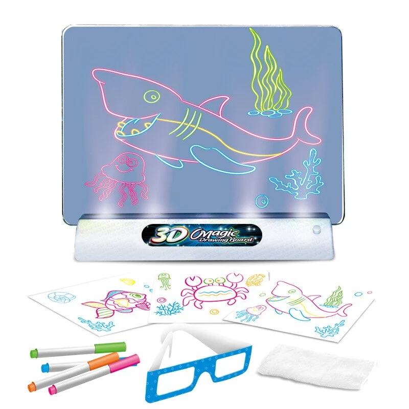 Magic Drawing Bräda - Skinande konst - Självlysande 3D-ritplatta
