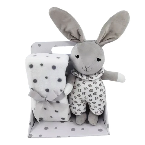 Carlo Baby Presentset Fleecefilt & gosedjur Velvet Grå Kanin