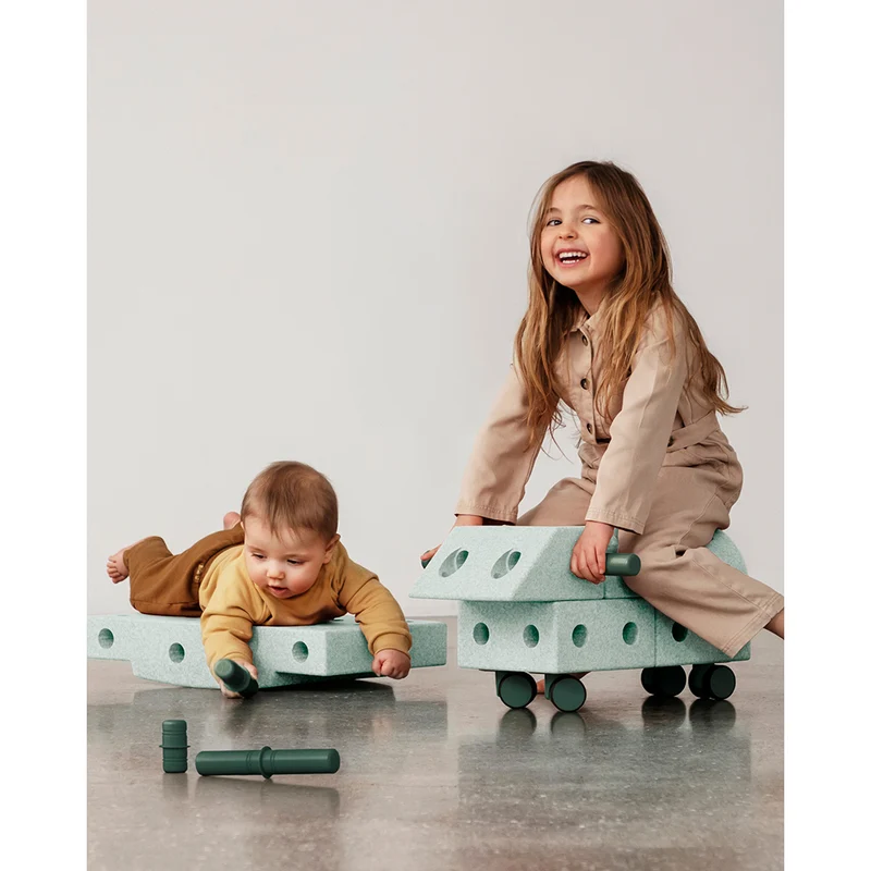 Modu byggleksak i skum, Explorer set, 20 delar - Ocean Mint/Forest green