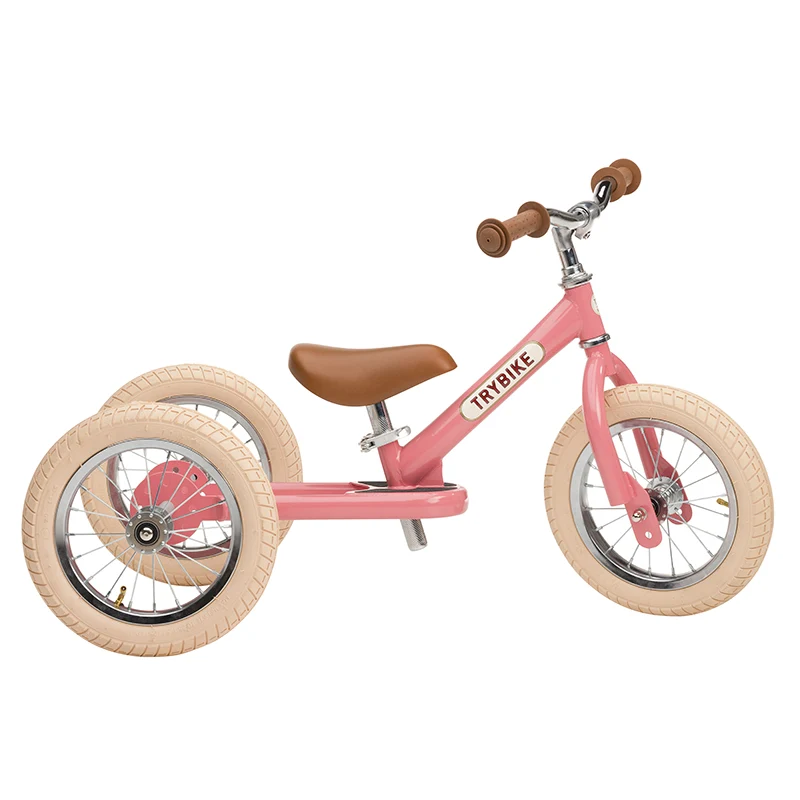 Trybike trehjulig balanscykel, vintage rosa med retrolook