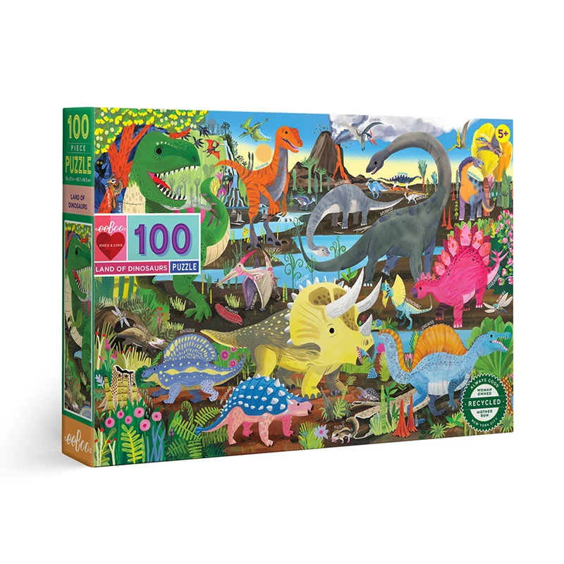 Eeboo Pussel, Dinoland - 100 bitar
