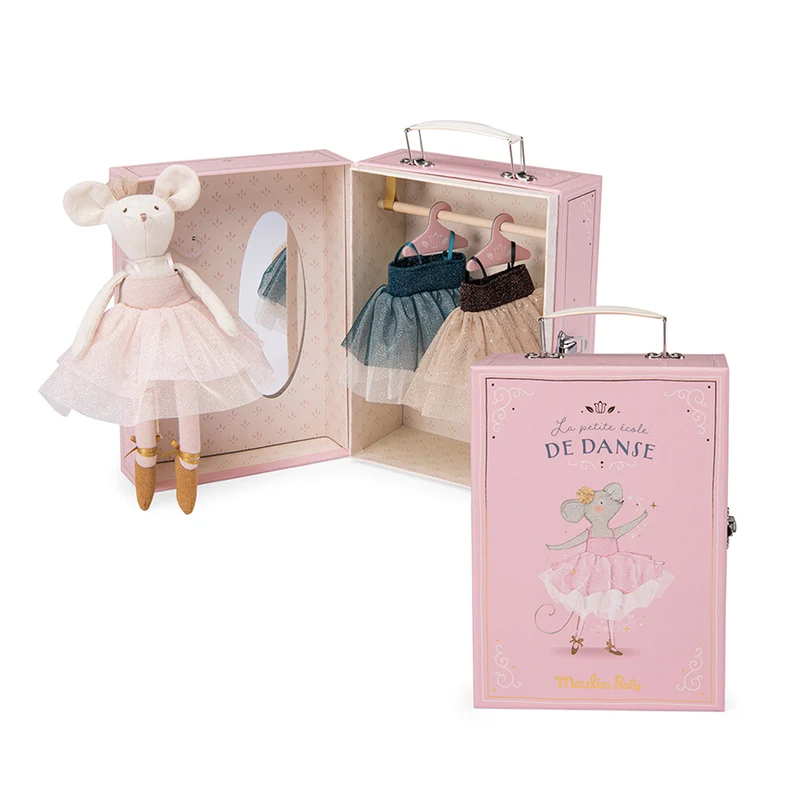 Moulin Roty docka, ballerina mus i kuffert, 26 cm - Suzies garderobe