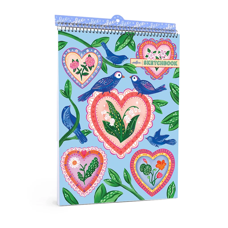 Eeboo skissblock i A4-format - Heart & Birds