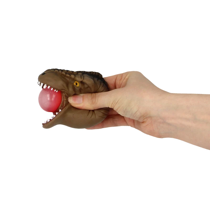 Keycraft gummi dinosaurhuvud med bubbeltunga, ass.
